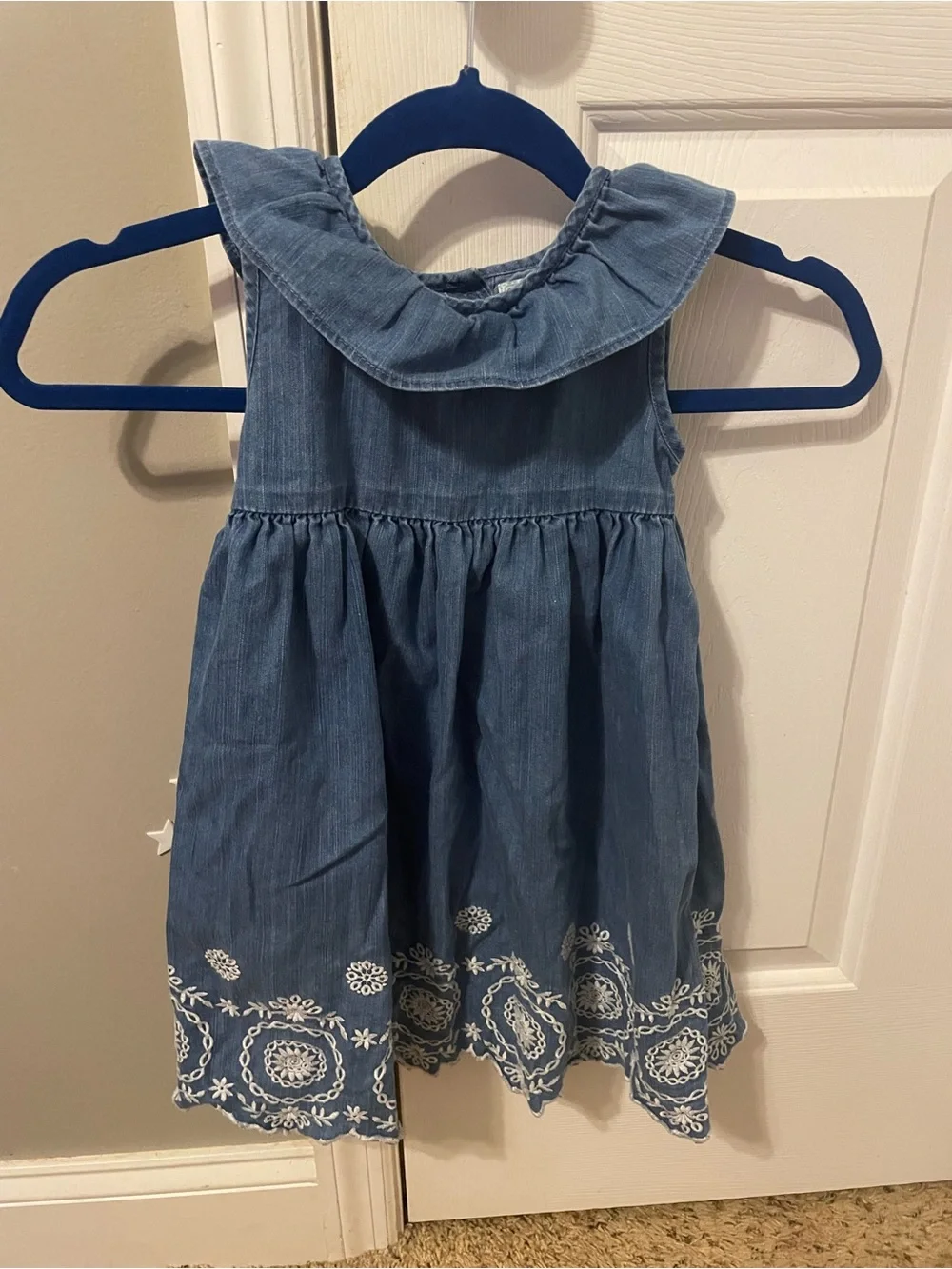Old Navy Blue Denim Embroidered Sundress